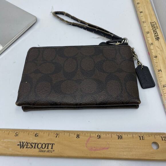 COACH Dark Brown Leather Wristlet - Picture 2 of 9